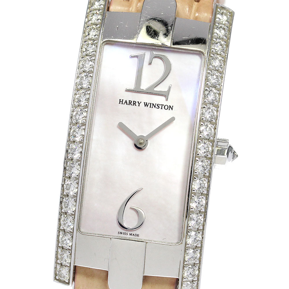 HARRY WINSTON Avenue 330LQW K18WG side diamond Pink shell Dial Quartz Ladies Watch_776519