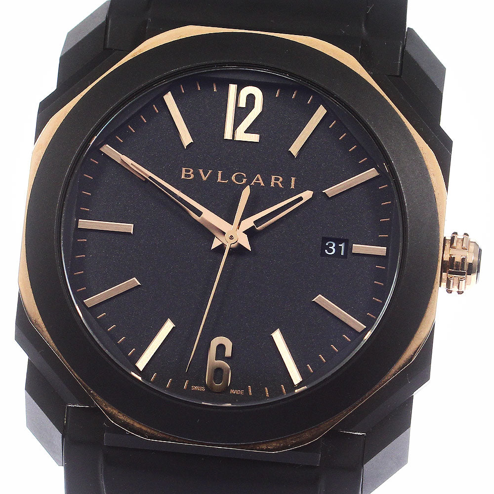 BVLGARI Okto Ultra Nero BGOP41SG Date Black Dial Automatic Men's Watch_776652