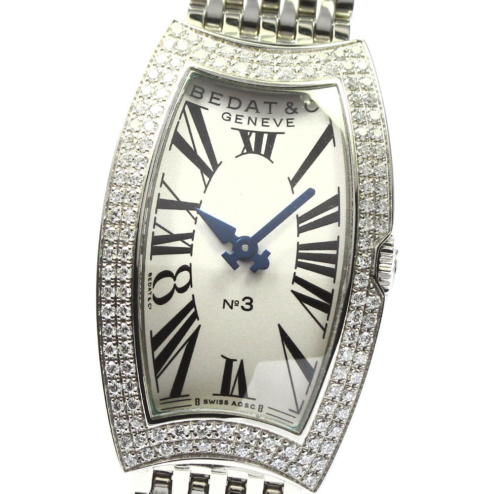 BEDAT&Co No.3 384 Diamond Bezel Silver Dial Quartz Ladies Watch_777226