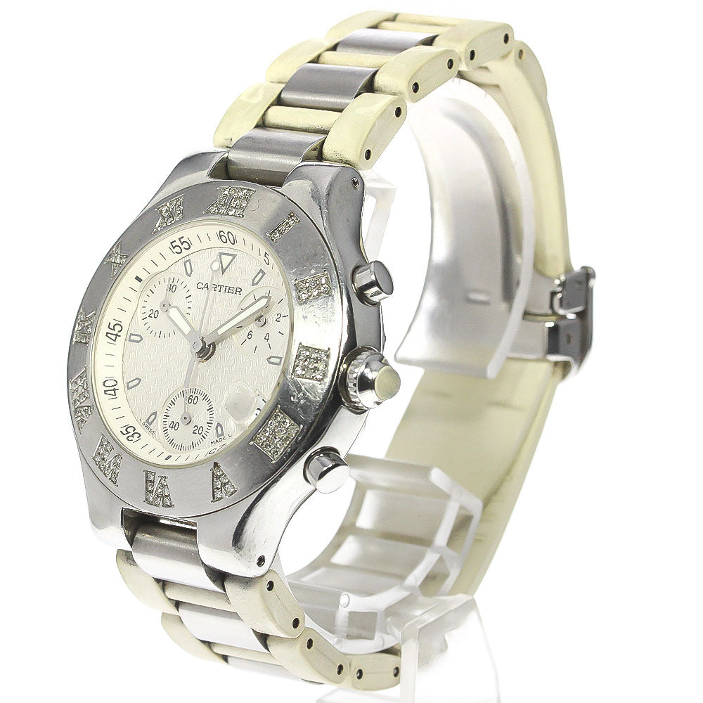 CARTIER CHRONOSCAPH W10184U2 After diamond bezel white Dial Quartz Men's Watch_779441