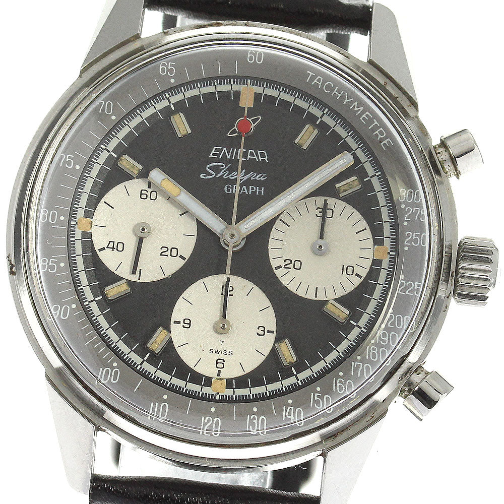 ENICAR Sherpa 072-02-01 Chronograph black Dial Hand Winding Men's Watch_780673