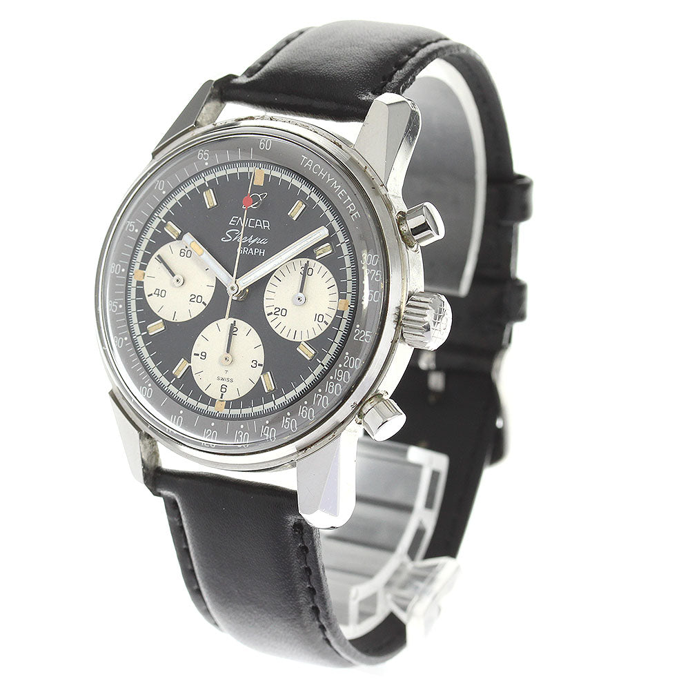 ENICAR Sherpa 072-02-01 Chronograph black Dial Hand Winding Men's Watch_780673