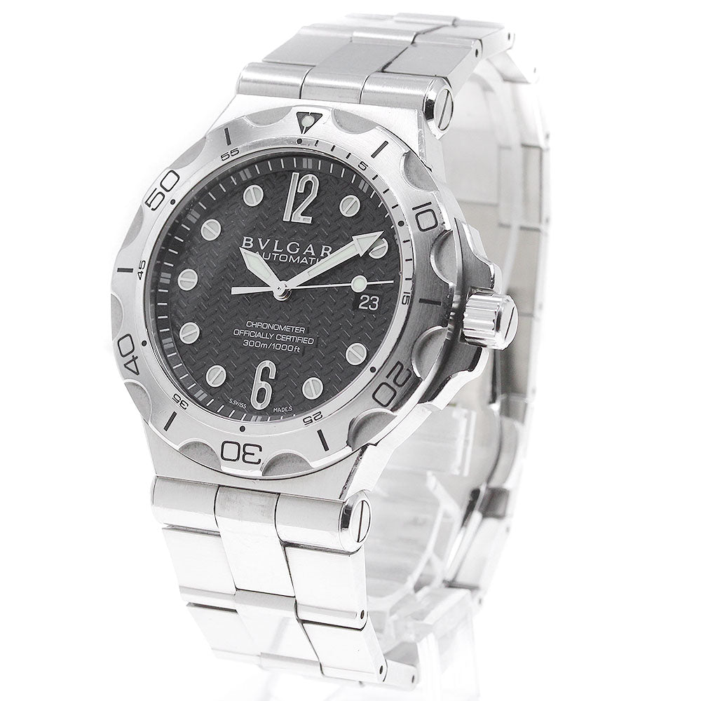 BVLGARI Diagono Scuba Aqua DP42SSD Date Black Dial Automatic Men's Watch_781637