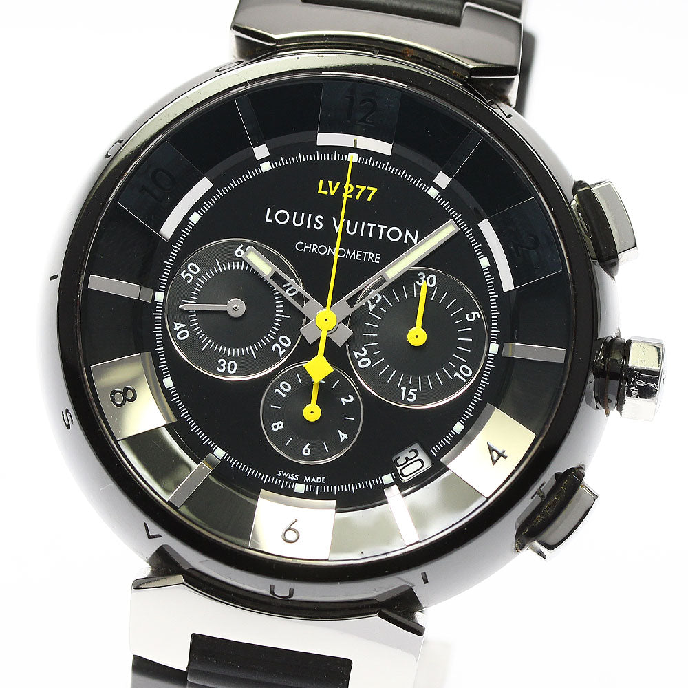 LOUIS VUITTON Tambour in black Q114K Chronograph Black / Silver Dial Automatic Men's Watch_782154