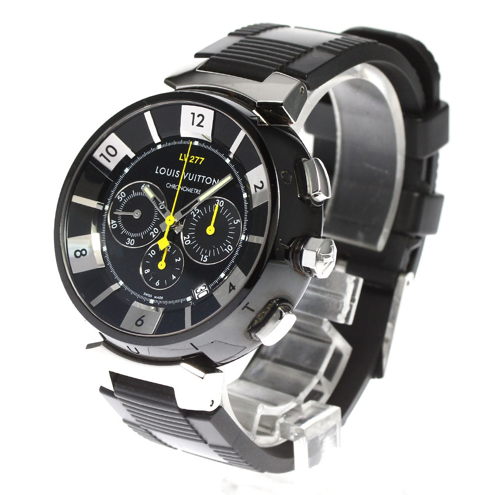 LOUIS VUITTON Tambour in black Q114K Chronograph Black / Silver Dial Automatic Men's Watch_782154