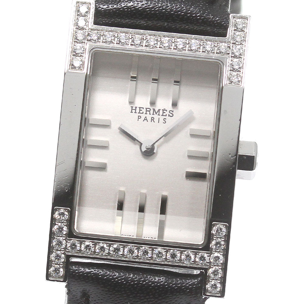 HERMES tandem TA1.230 Diamond Bezel Silver Dial Quartz Ladies Watch_783540