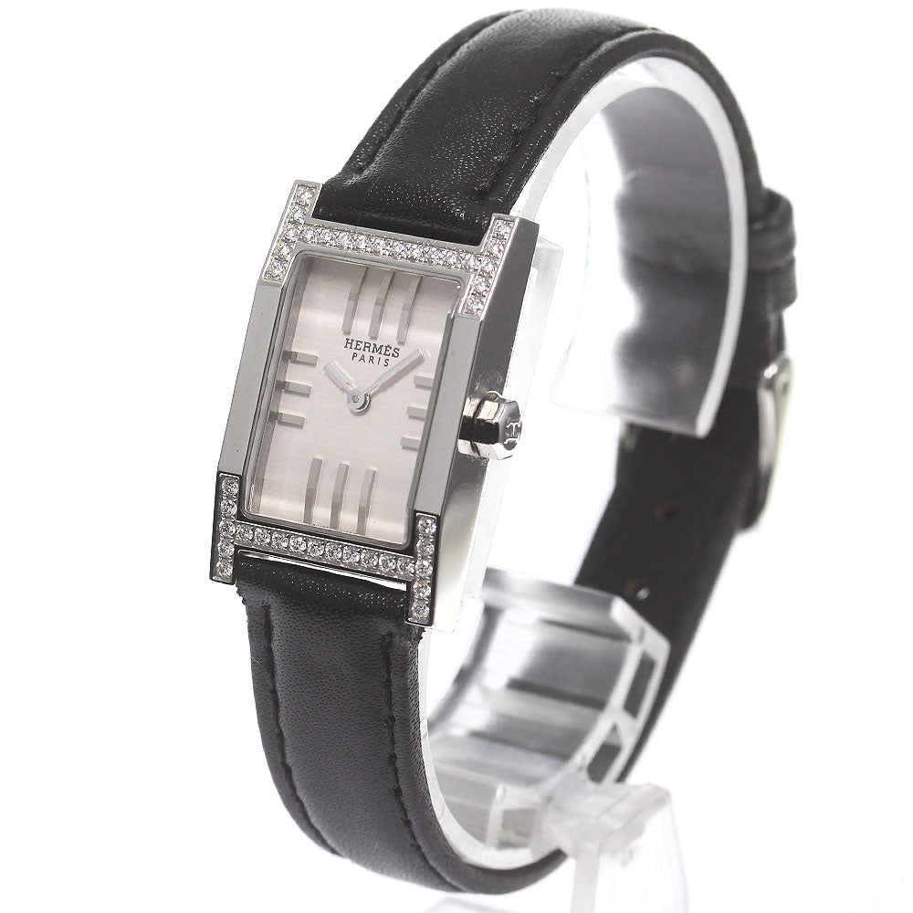 HERMES tandem TA1.230 Diamond Bezel Silver Dial Quartz Ladies Watch_783540