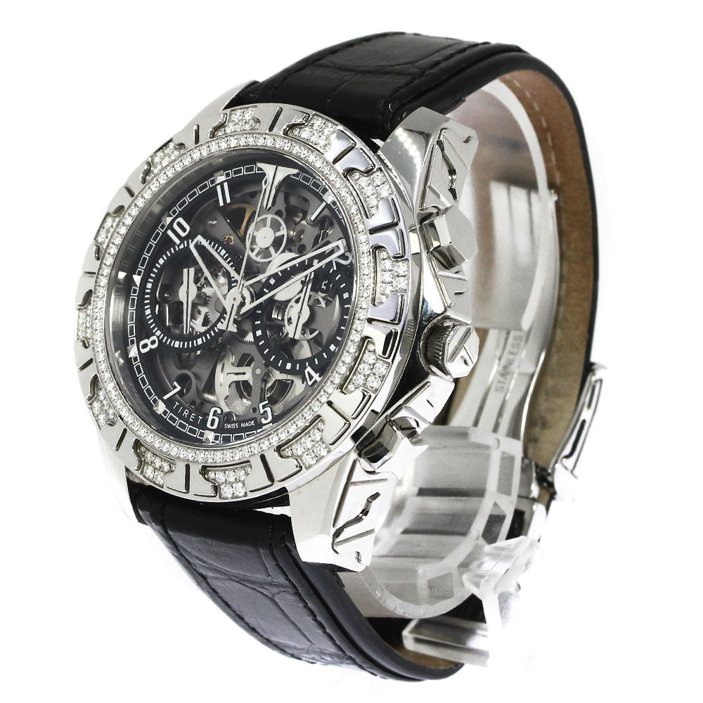 TIRET NEW YORK chronograph diamond bezel Black Dial Automatic Men's Watch_784224