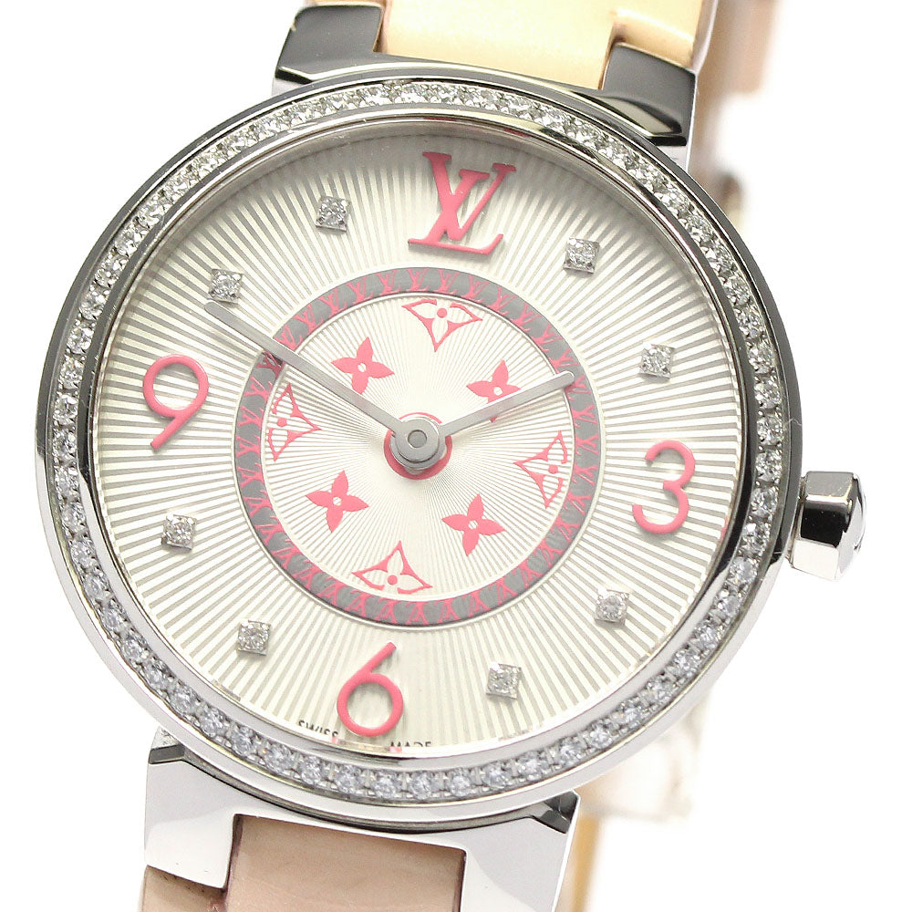 LOUIS VUITTON Tambour monogram Q12MF Diamond bezel 8P Quartz Ladies_784763