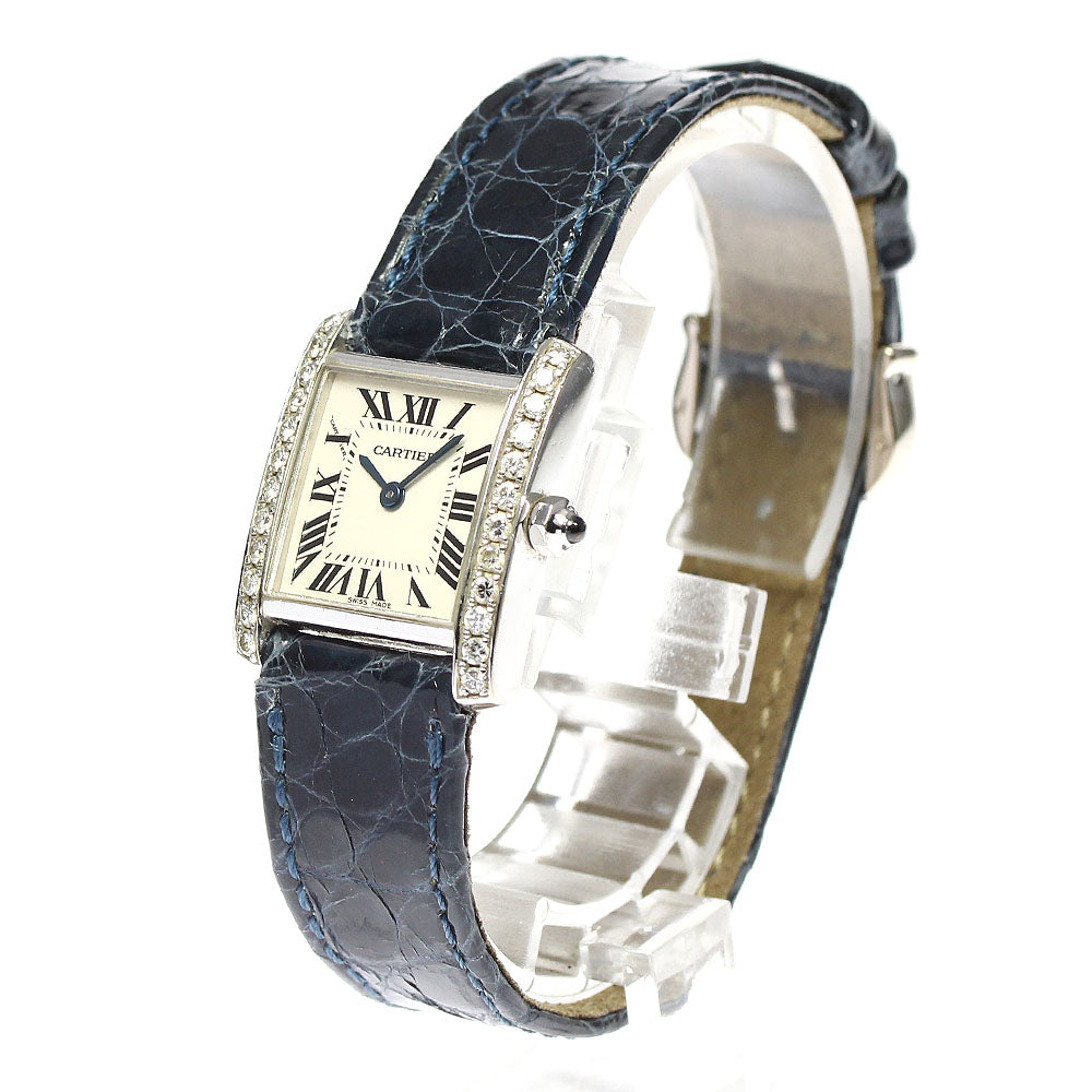 CARTIER Tank francaise SM W5001256 K18WG after diamond bezel beige Dial Quartz Ladies Watch_784930