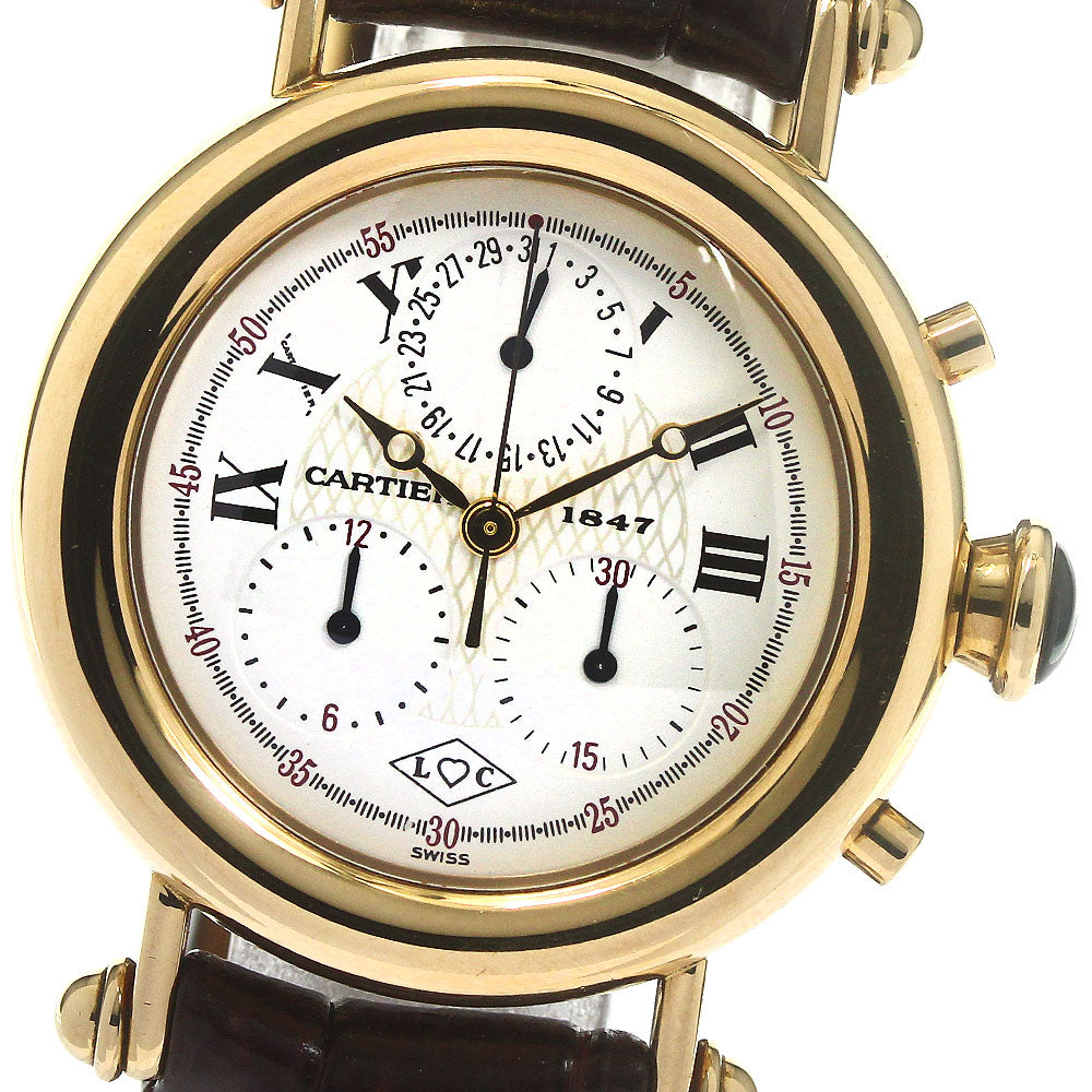 CARTIER Diabolo Chrono Reflex W15X8556 18K Yellow Gold white Dial Quartz Boy's Watch_784948