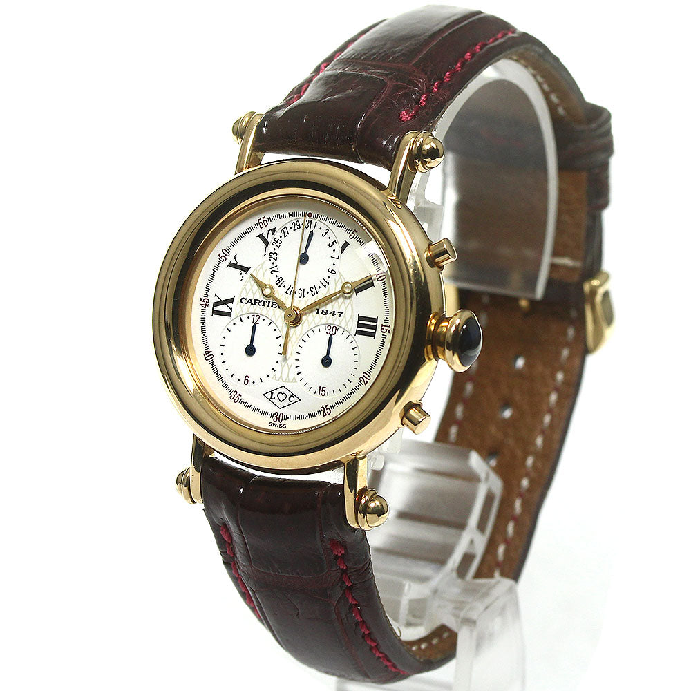 CARTIER Diabolo Chrono Reflex W15X8556 18K Yellow Gold white Dial Quartz Boy's Watch_784948