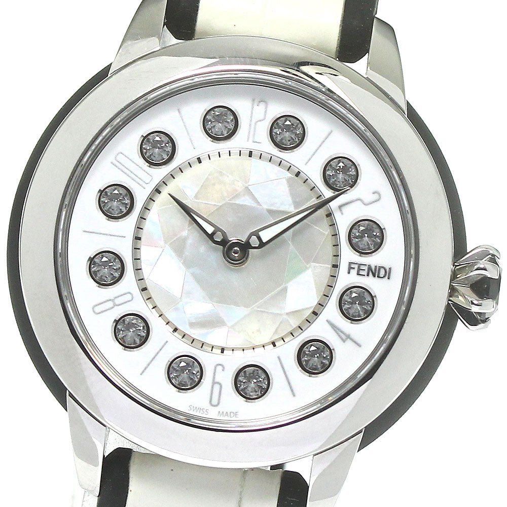 FENDI Eye shine 12100S White shell/white Dial Quartz Ladies Watch_785472