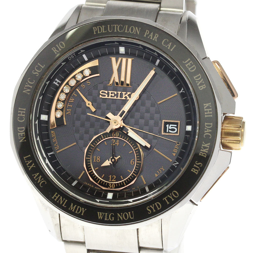 SEIKO Brights 8B54-0AX0/SAGA141 Chronograph Solar Powered Radio Men's_785616