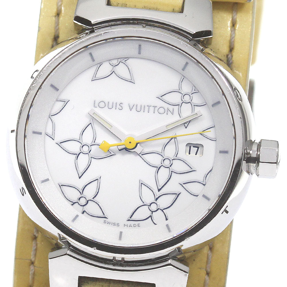 LOUIS VUITTON Tambour Q121C Date White shell Dial Quartz Ladies Watch_790281