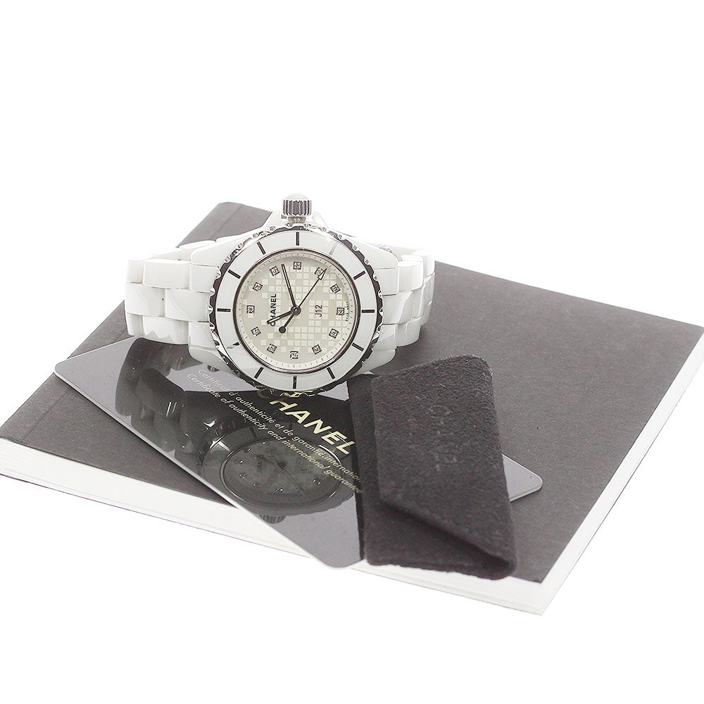 CHANEL J12 H2511 White ceramic 12P diamond White shell Dial Quartz Ladies_790317