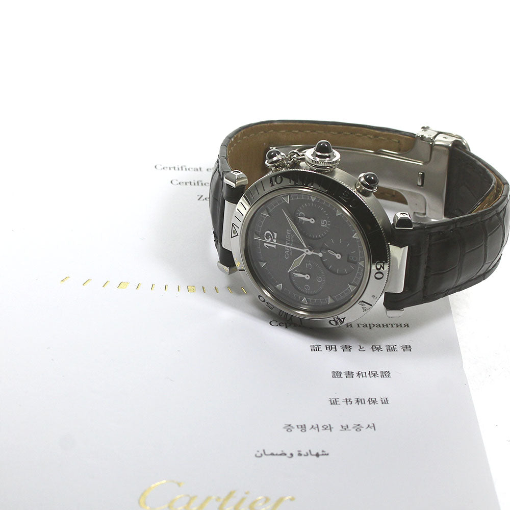 CARTIER Pasha 38 W3107355 Chronograph Date gray Dial Automatic Men's Watch_790624