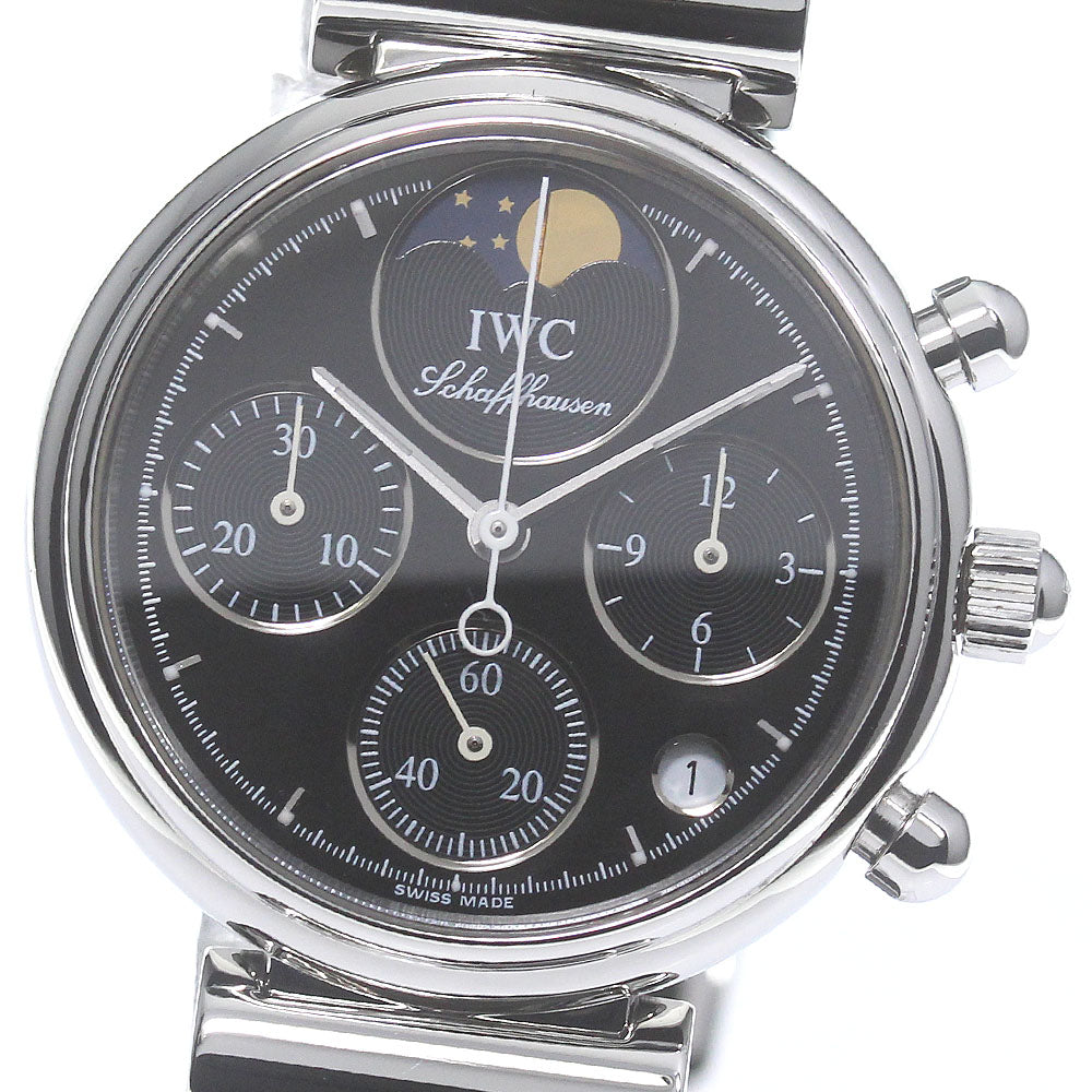 IWC SCHAFFHAUSEN Little Da Vinci IW373605 Chronograph Moon Phase black Dial Quartz Ladies Watch_790890