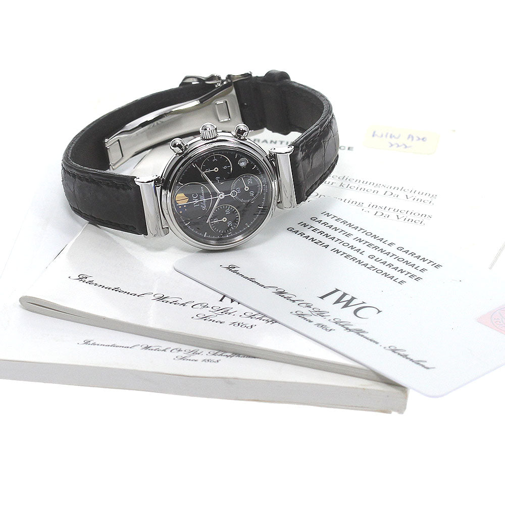IWC SCHAFFHAUSEN Little Da Vinci IW373605 Chronograph Moon Phase black Dial Quartz Ladies Watch_790890