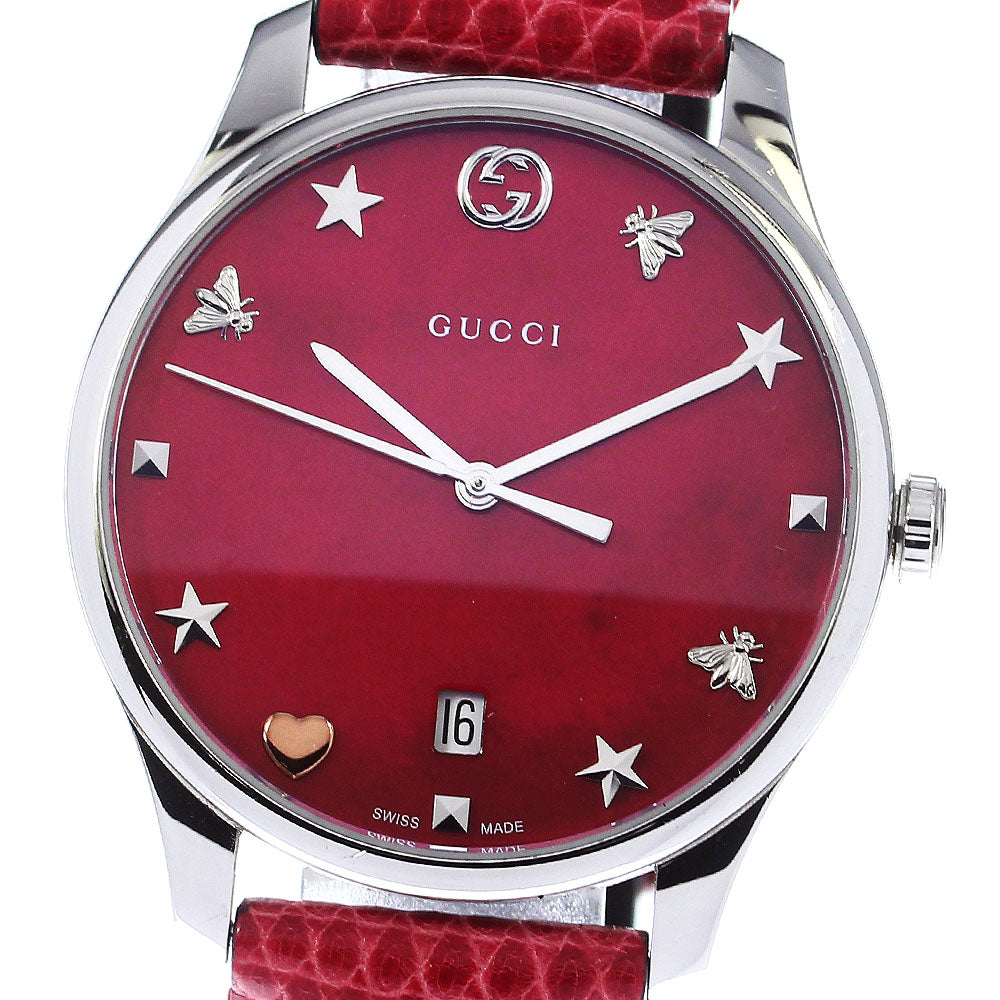 GUCCI G timeless 126.4/YA126584 Date Red Dial Quartz Ladies Watch_790961