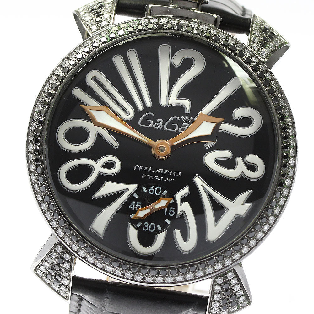 GaGa MILANO Manuale 48 5012.1D.6 Diamond & Black Diamond Combination black Dial Hand Winding Men's Watch_791207