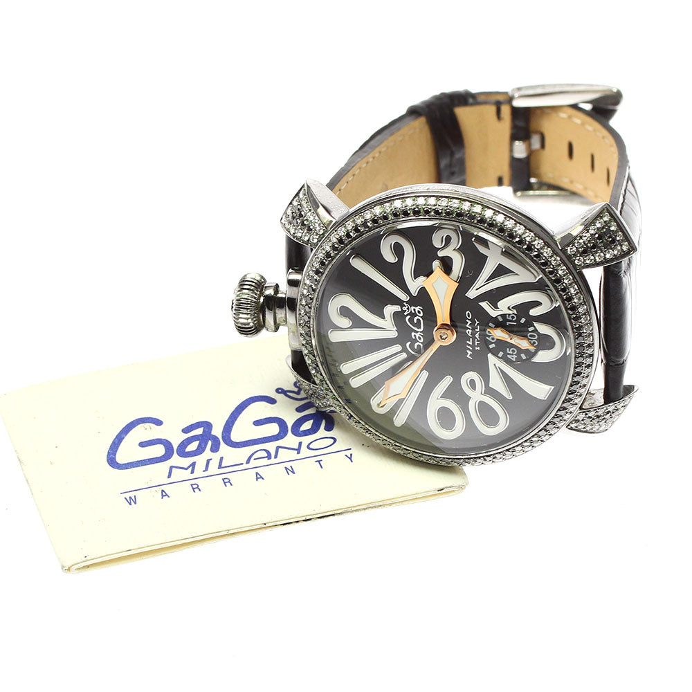 GaGa MILANO Manuale 48 5012.1D.6 Diamond & Black Diamond Combination black Dial Hand Winding Men's Watch_791207
