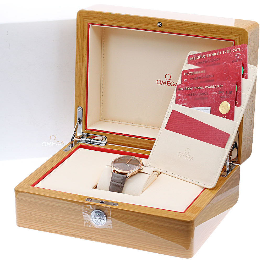 OMEGA De Ville Tresor 428.58.36.60.13.001 K18PG side diamond Pink gold Dial Quartz Ladies Watch_791623