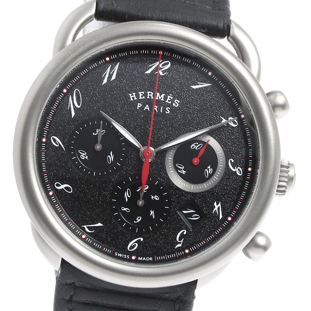 HERMES Arceau AR3.941 Chronograph titanium black Dial Automatic Men's Watch_791641
