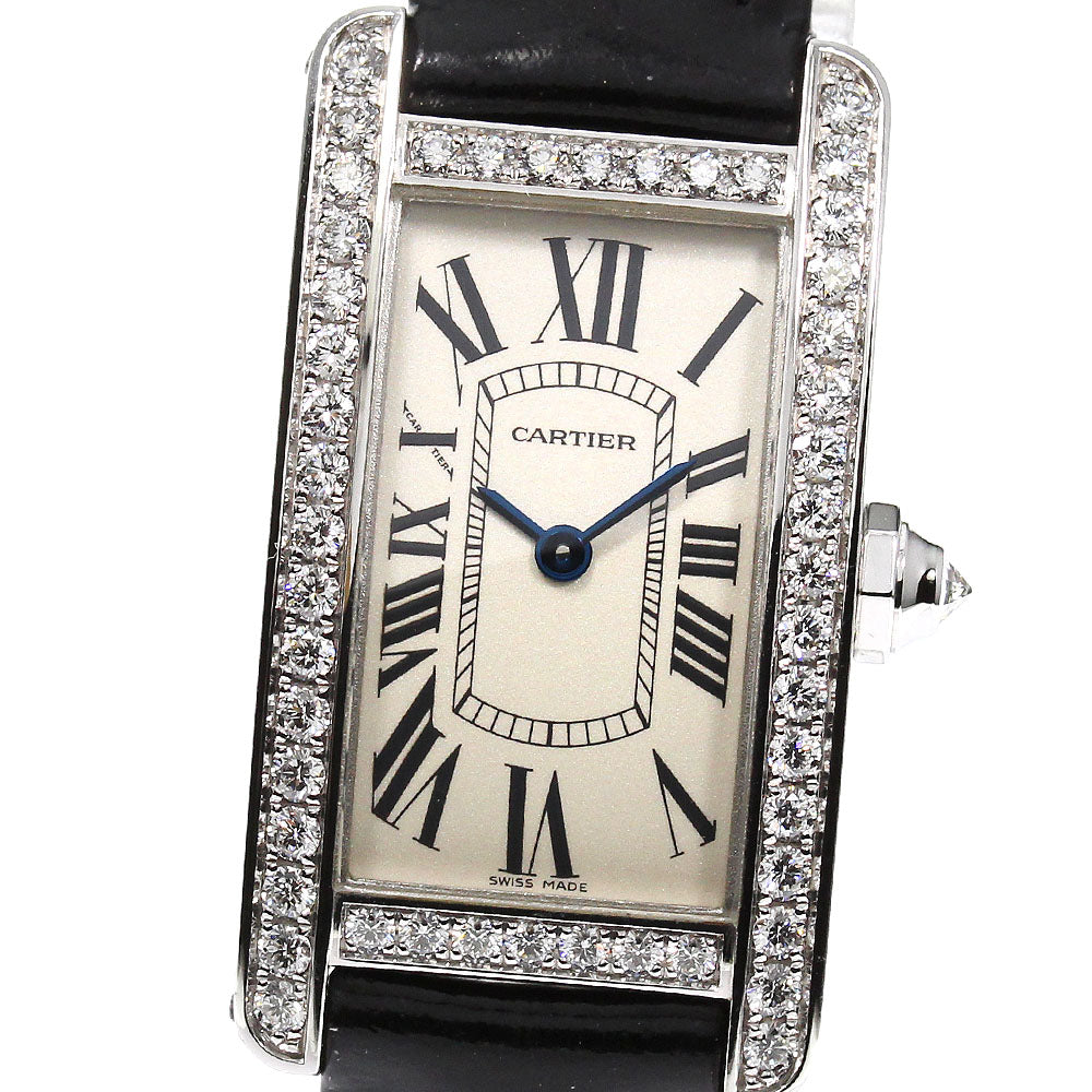 CARTIER Tank American WB707331 K18WG diamond bezel Quartz Ladies_792287