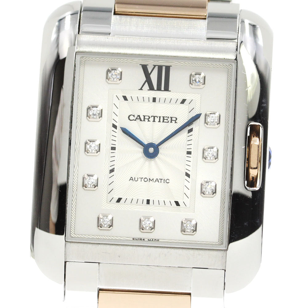 CARTIER Tank Anglaise LM WT100025 11P diamond Silver Dial Automatic Boy's Watch_792336