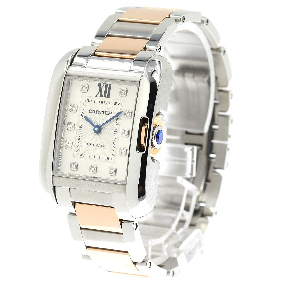 CARTIER Tank Anglaise LM WT100025 11P diamond Silver Dial Automatic Boy's Watch_792336
