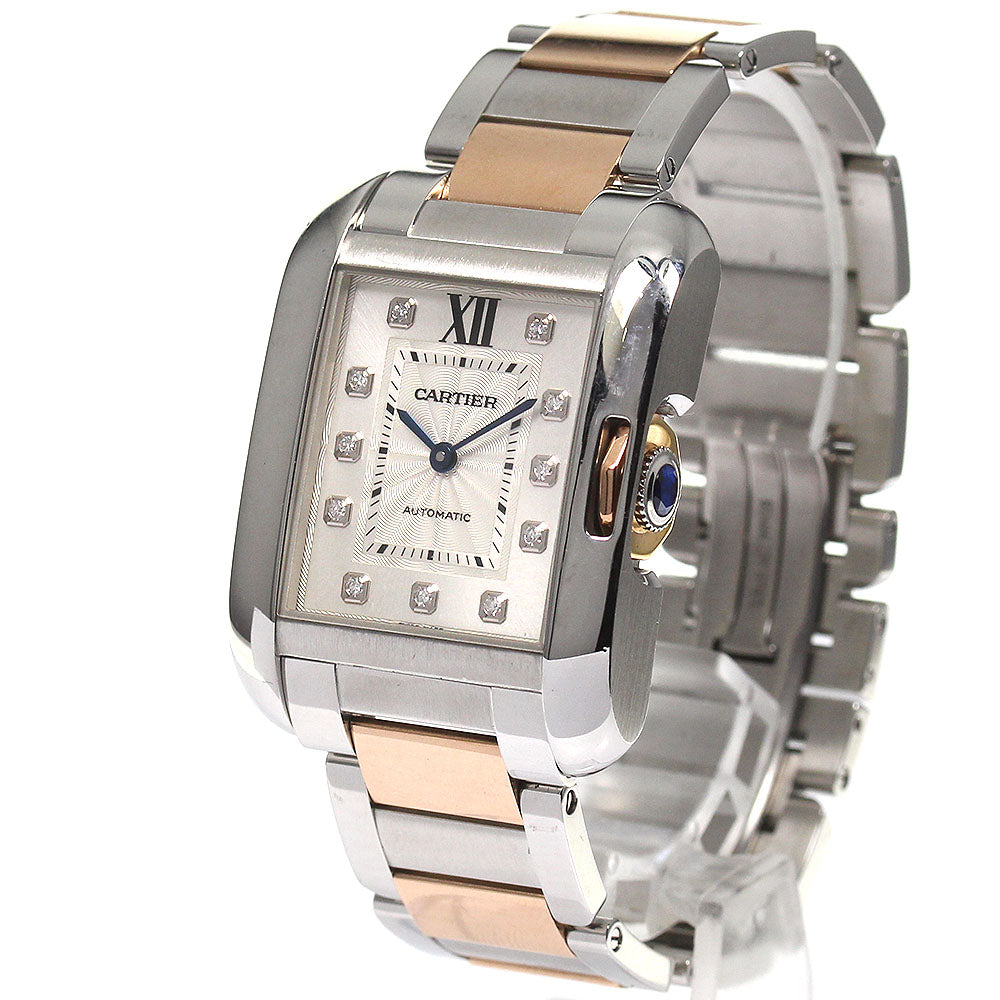 CARTIER Tank Anglaise LM WT100025 11P diamond Automatic Ladies Watch_792338