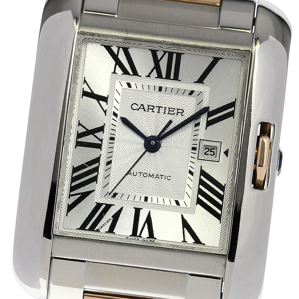 CARTIER Tank Anglaise LM W5310037 Date Silver Dial Automatic Boy's Watch_792341