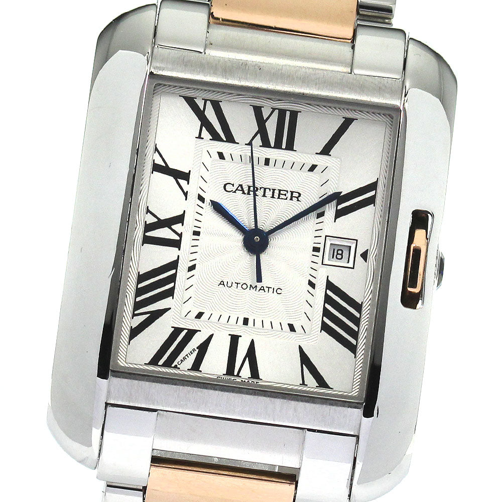 CARTIER Tank Anglaise LM W5310037 Date Silver Dial Automatic Men's Watch_792342