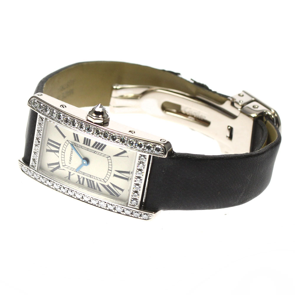 CARTIER Tank American SM WB707331 K18WG Diamond Bezel Quartz Ladies Watch_792354