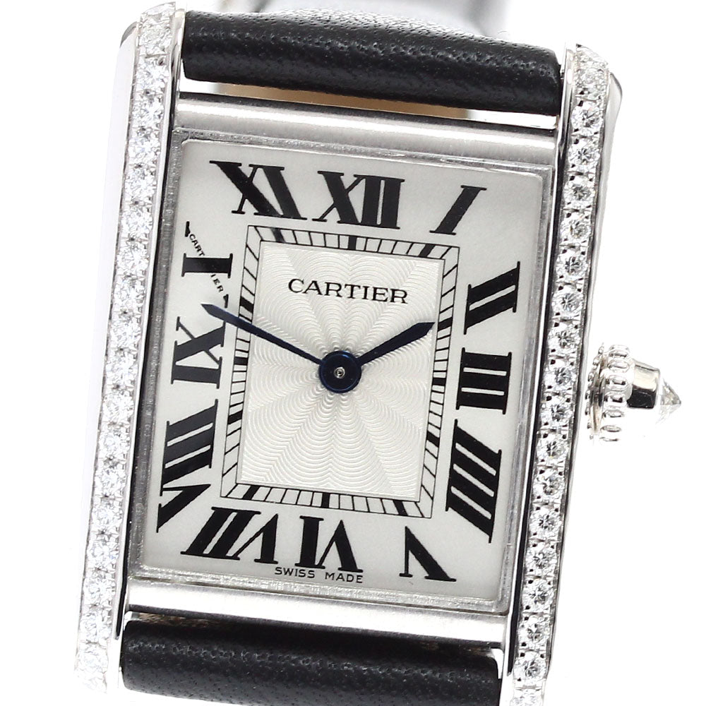CARTIER Tank Louis SM WJTA0011 K18WG Diamond Hand Winding Ladies Watch_792379