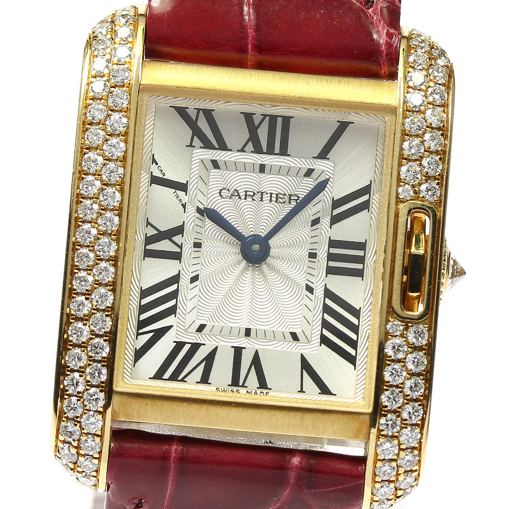 CARTIER Tank Anglaze SM WT100014 K18PG side diamond Silver Dial Quartz Ladies Watch_792383
