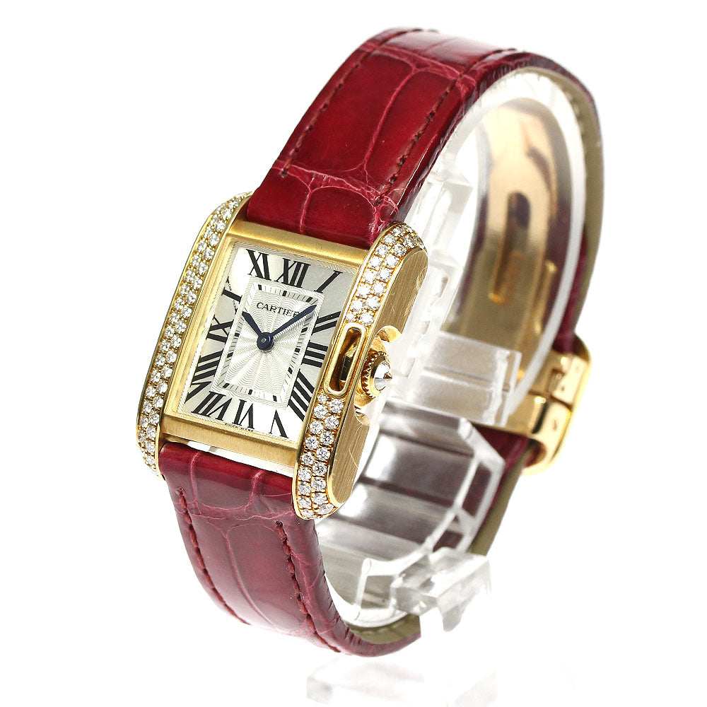 CARTIER Tank Anglaze SM WT100014 K18PG side diamond Silver Dial Quartz Ladies Watch_792383