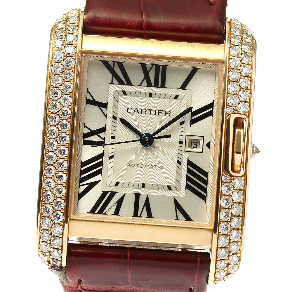 CARTIER Tank Unglades WT100016 K18PG side diamond Silver Dial Automatic Boy's Watch_792387