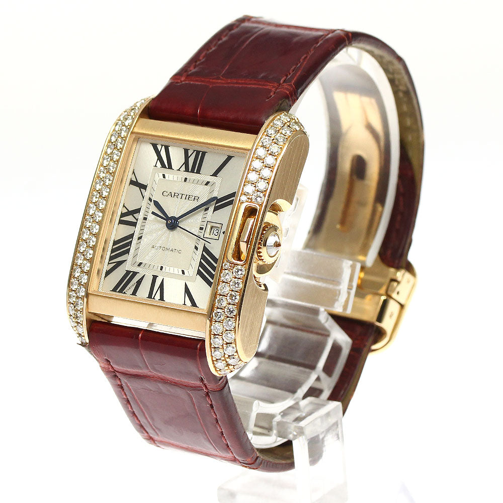CARTIER Tank Unglades WT100016 K18PG side diamond Silver Dial Automatic Boy's Watch_792387