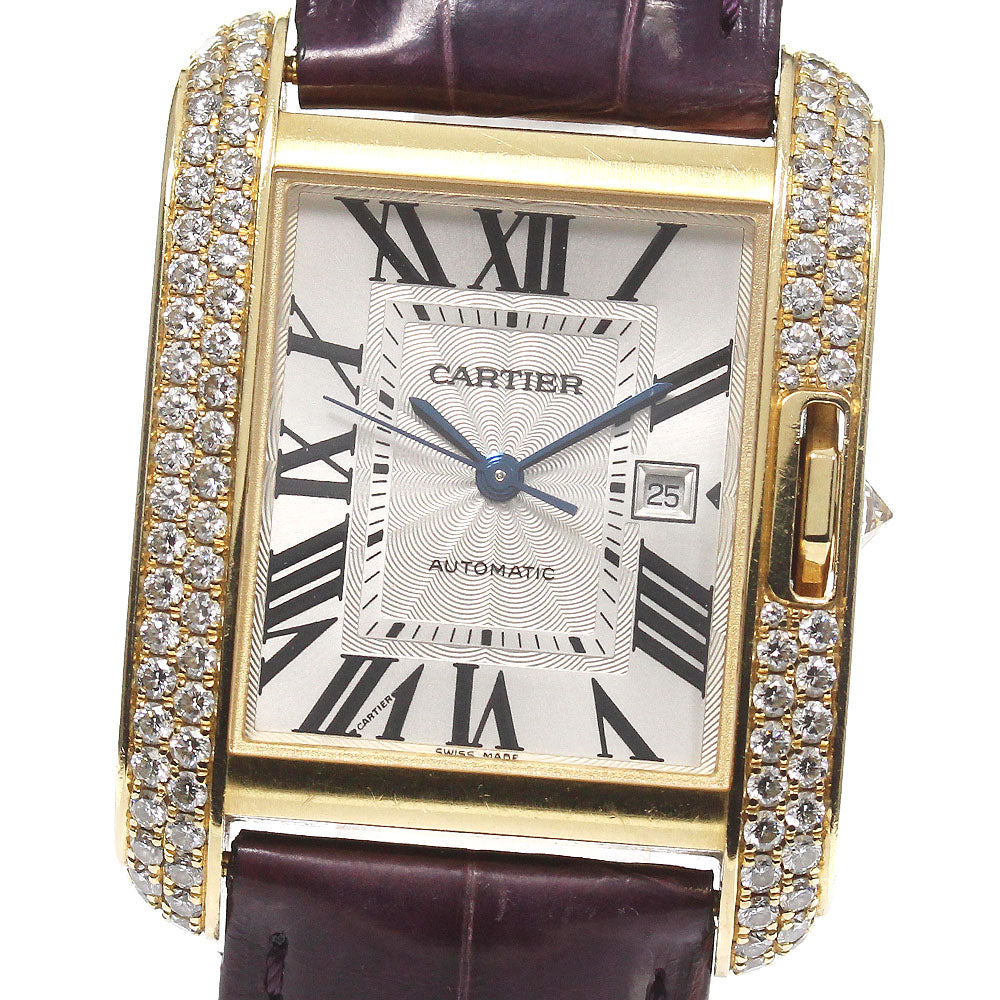 CARTIER Tank Unglades WT100017 K18YG side diamond Silver Dial Automatic Ladies Watch_792409