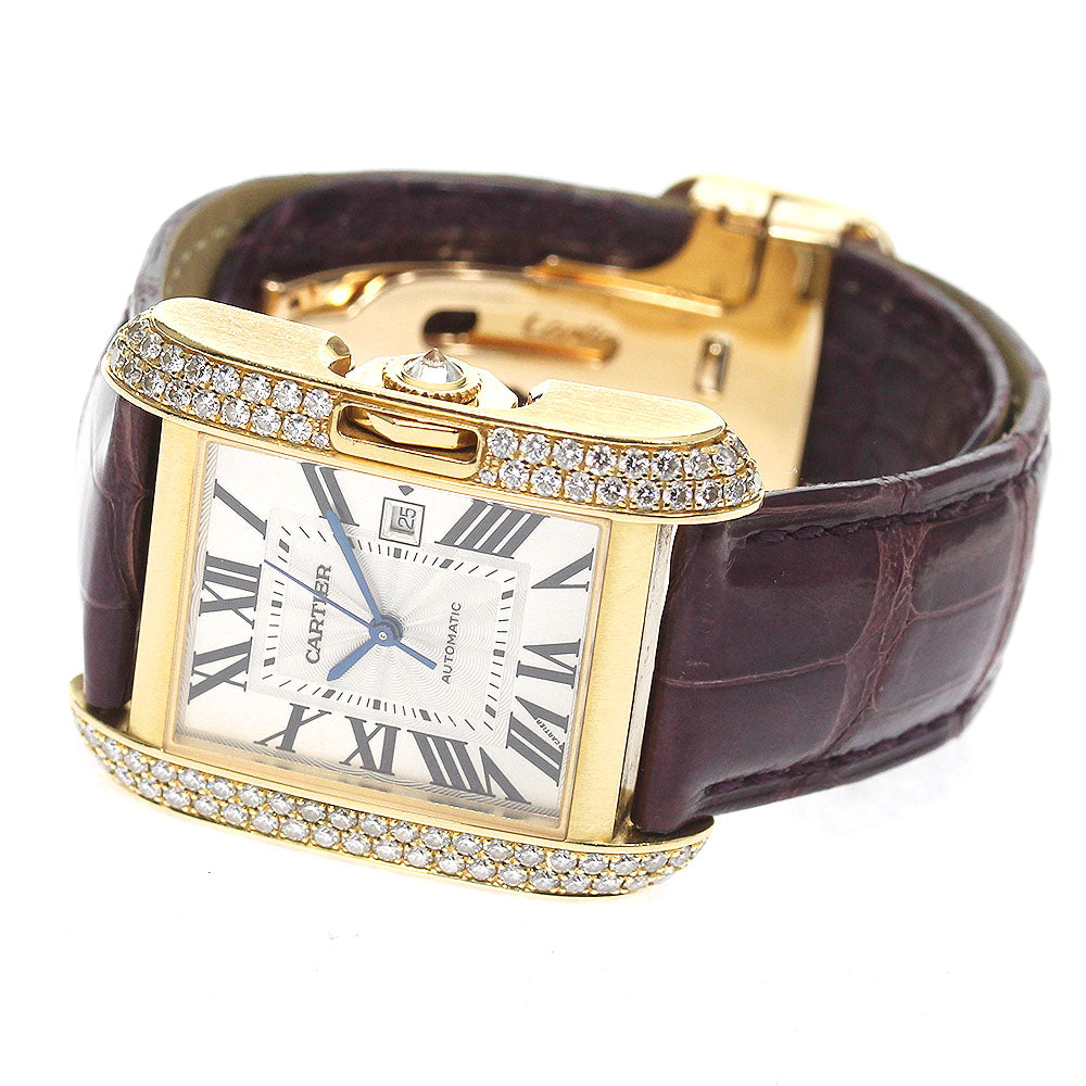 CARTIER Tank Unglades WT100017 K18YG side diamond Silver Dial Automatic Ladies Watch_792409