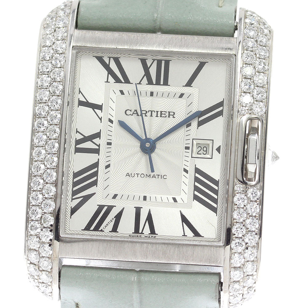 CARTIER Tank Unglades WT100018 K18WG side diamond Silver Dial Automatic Ladies Watch_792412