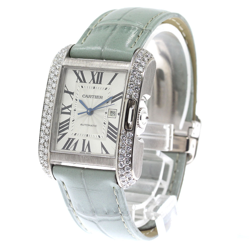 CARTIER Tank Unglades WT100018 K18WG side diamond Silver Dial Automatic Ladies Watch_792412