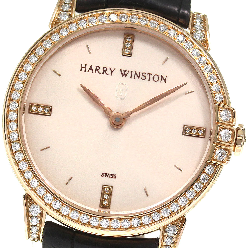 HARRY WINSTON Midnight 450/LQ32R K18PG diamond bezel Quartz Men's Watch_792619