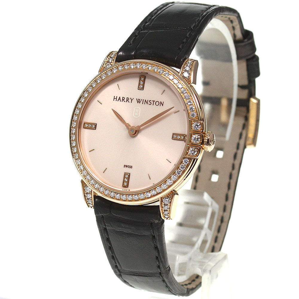 HARRY WINSTON Midnight 450/LQ32R K18PG diamond bezel Quartz Men's Watch_792619
