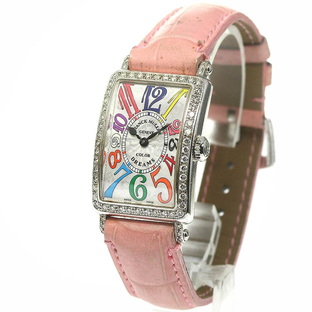 FRANCK MULLER Long Island Color Dream 902QZCOLDRMD1R Diamond Bezel Silver Dial Quartz Ladies Watch_792667