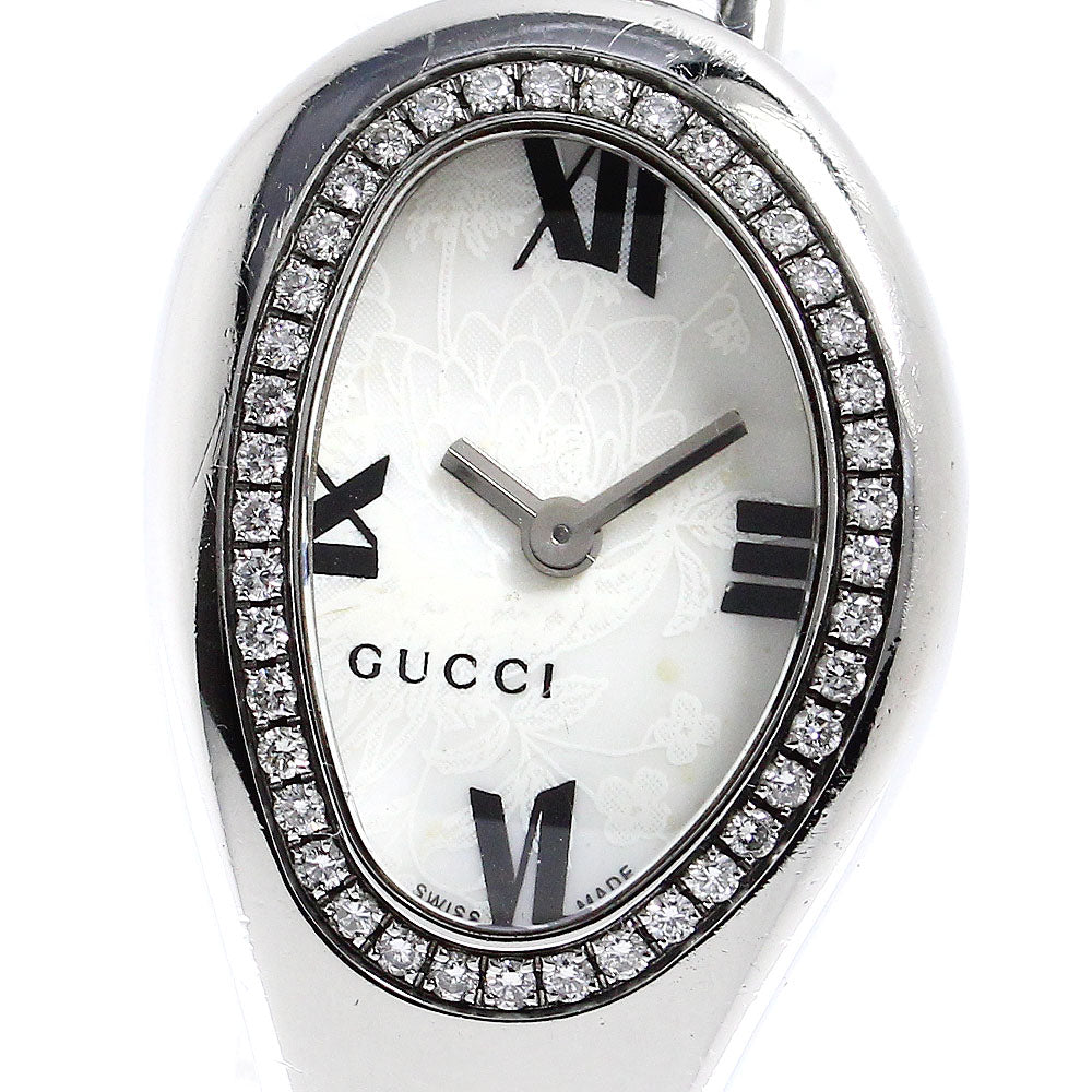 GUCCI Horsebit flora 103 Diamond Bezel white Dial Quartz Ladies Watch_792202
