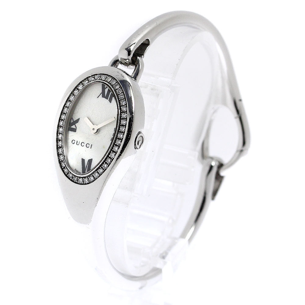 GUCCI Horsebit flora 103 Diamond Bezel white Dial Quartz Ladies Watch_792202