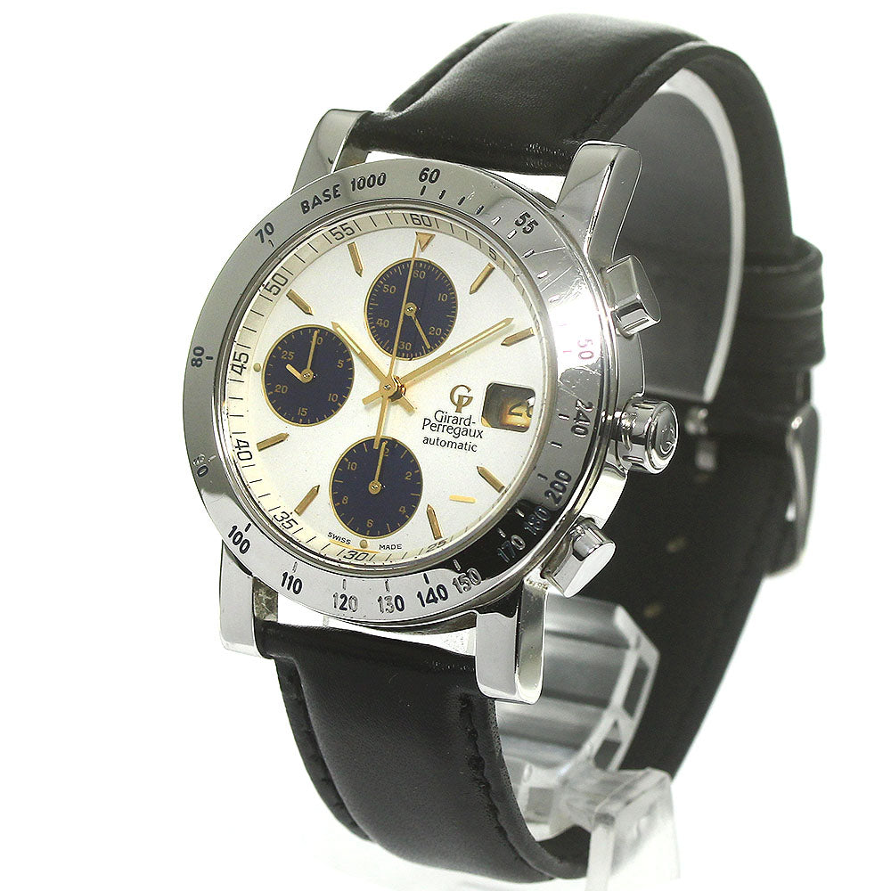 GIRARD PERREGAUX Gold Plated7000 7050 Chronograph Silver / navy Dial Automatic Men's Watch_793657